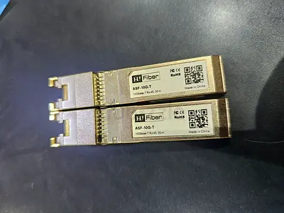Pair of HiFiber ASF-10G-T SFP+ 10GBase-T Transceiver Modules (RJ45)