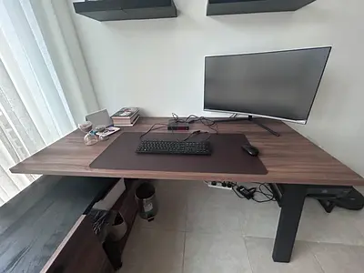 Walnut L-shaped Wooden Office Desk