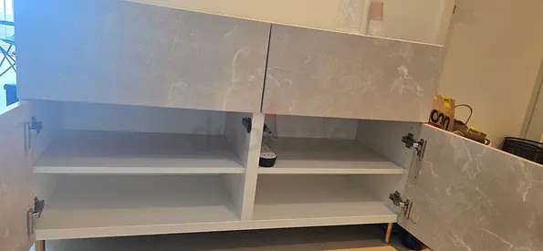 Ikea Besta cabinet with marble print