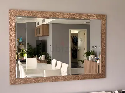 Large Decorative Wall Mirror with Textured Frame - Good Condition