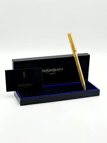 Authentic Vintage Yves Saint Laurent YSL Gold-Plated Pen w/ Original Box