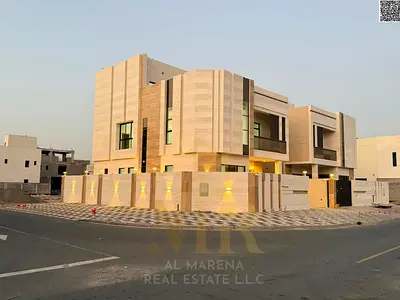 Corner villa for sale in Al Bahia | 6 master bedrooms | Two floors and a roof | Includes registrati