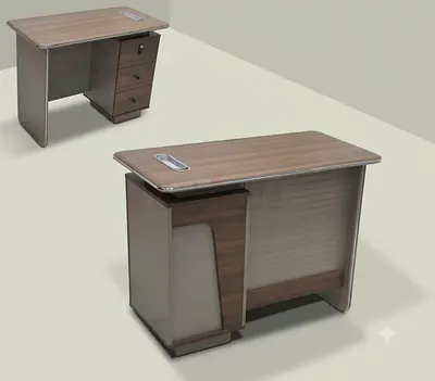 Wooden Office Desk with 3-Drawer Pedestal — Compact Executive Desk