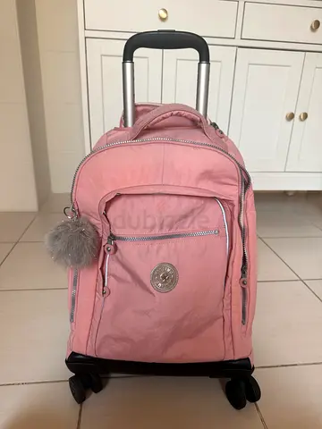 KIPLING - Pink wheeled school backpack with telescopic handle — great condition