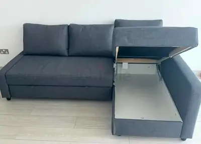 Grey L-shaped Storage Sofa Bed - Right Arm Chaise