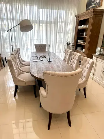 x10 set MARINA HOME chesterfield style tufted studded dining x8 chairs x2 armchairs Easyclean fabric