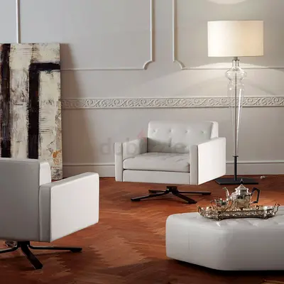 POLTRONA FRAU Kennedee Swivel Lounge Chair by Jean-Marie Massaud in white leather