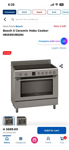 Bosch 5 Ceramic Hobs Cooker HKK99V85OM - Stainless Steel Range