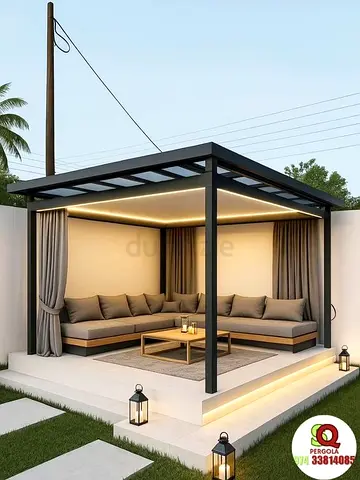 Modern Outdoor Pergola and LED Lighting