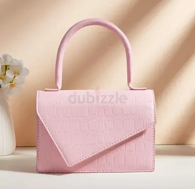 Pink Croc-Embossed Mini Top Handle Handbag