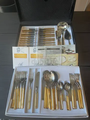 Antique Gottinghen Garnazia gold cutlery reset with certificate