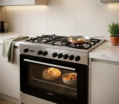 Stainless Steel Gas Range with Built-in Oven - 5 Burners