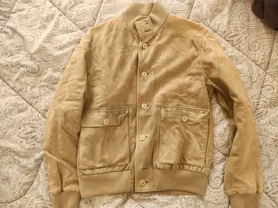Original Loro Piana 100% Kidskin Suede A-1 Bomber Jacket – Beige (Size M)