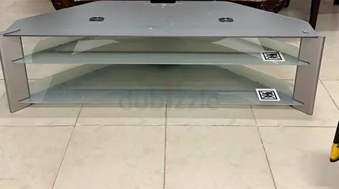 Glass TV Stand / Media Console with Three Shelves