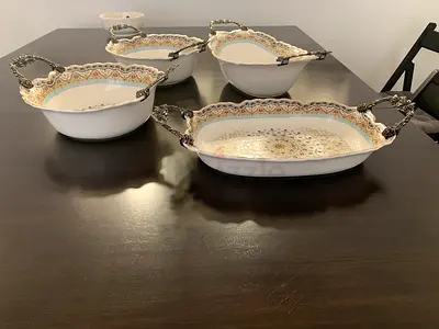 Vintage looking Decorative Serving Bowls with Ornate Handles
