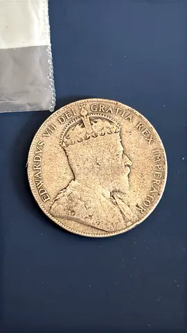 1907 Newfoundland Canada 50 Cents .925 Silver Coin King Edward VII