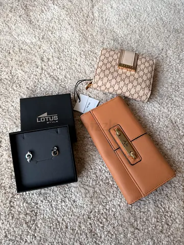 Lotus Earrings, Mohito Wallet , 19v69 Italia Wallet - All Brand New
