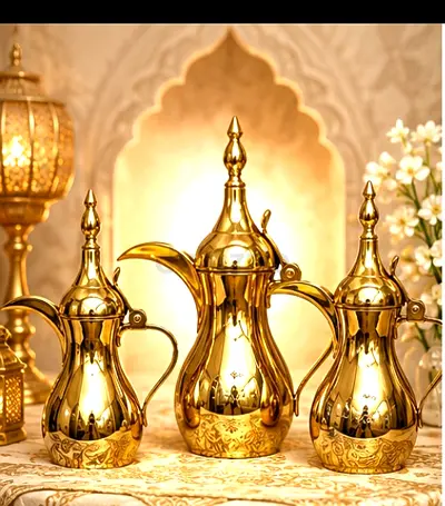 Majestic brand new Arabian  pure brass coffee pot set of 3pc is available for sale
