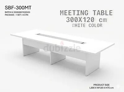 White 300x120 cm Conference / Meeting Table - SBF-300MT
