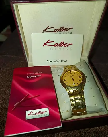 Kolber Geneve Gold Tone Men's Watch with Box and Guarantee Card