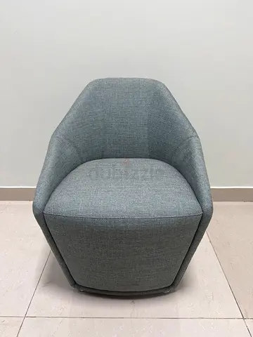 Modern Grey Fabric Swivel Barrel Chair