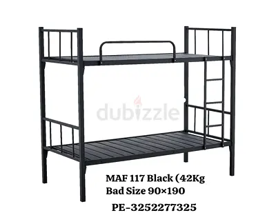 Sturdy Black Metal Bunk Bed Frame - Single 90x190 cm