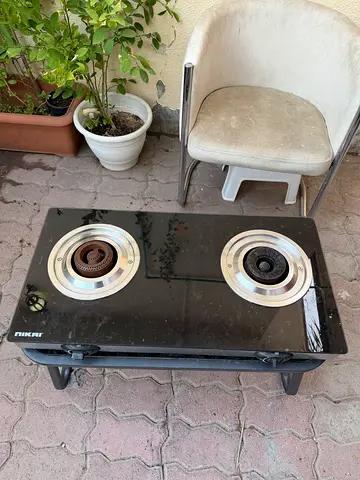 Black 2-Burner Glass Top Gas Stove - Used, Working