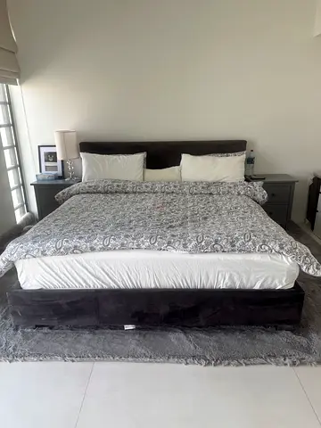 Modern Grey Bed Frame and headboard