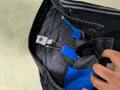 New Black Adidas denim pants  with blue interior -  new (ORIGINAL)