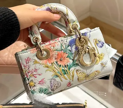 Christian Dior Lady D Joy Small White Calfskin Multicolor