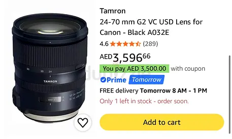 Tamron 24-70mm G2 VC USD Lens for Canon (A032E) - Excellent Condition