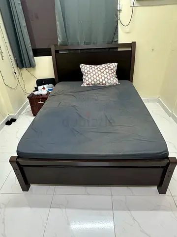 bed frame with headboard - dark brown, good condition