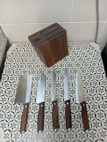 Dark Wooden Knife Set and Block