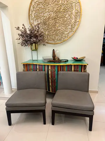 x2 WEST ELM Leather Slipper club chairs in Elephant genuine leather