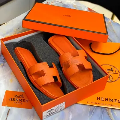 Mastercopy of Hermes Oran H Slide Sandals - Orange (Authentic box included)