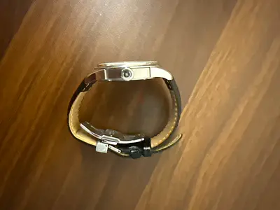 Classic men's wristwatch with leather strap