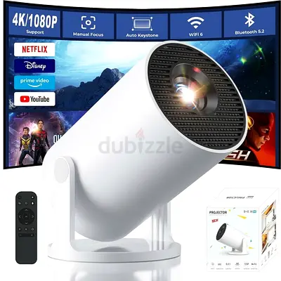 2026 Upgraded HY300 Pro Smart Mini Projector – 4K Support, Built-in Apps & 180° Rotation
