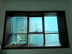 Available Now in Al Qasba Move-in-ready 1-bedroom apartment on a high floor, featuring a balcony wit