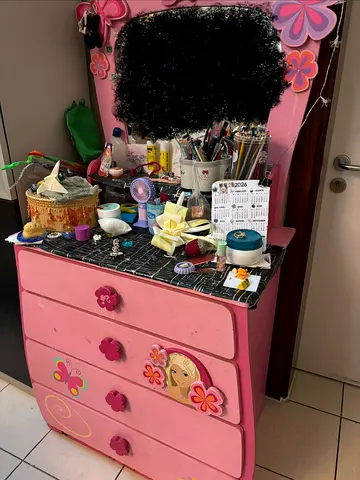 Pink Kids Dresser with Mirror - 4 Drawers