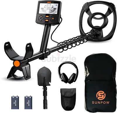 SUNPOW Metal Detector-High Accuracy with 12" Waterproof Coil, 2x Backlit LCD Display, Advanced DSP