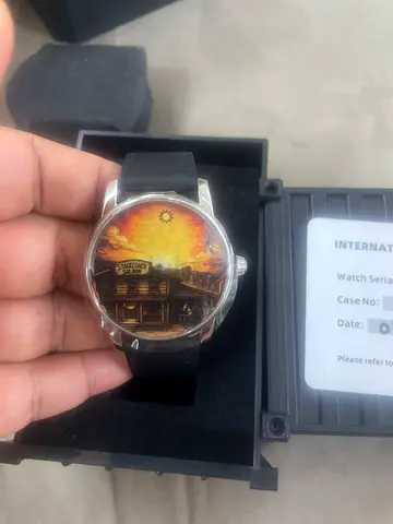 Benly watch Unique artistic wristwatch with painted dial - black strap