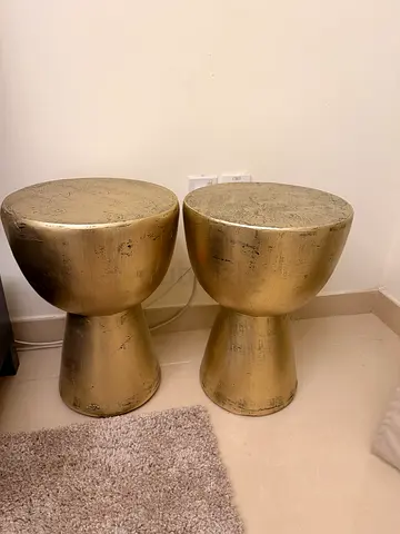 gold metal drum side tables/stool
