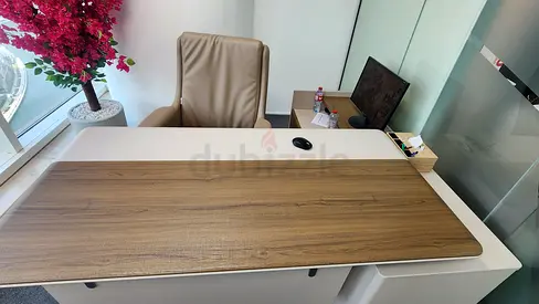 Modern Executive Office Desk With Matching Side Cabinet - Good Condition