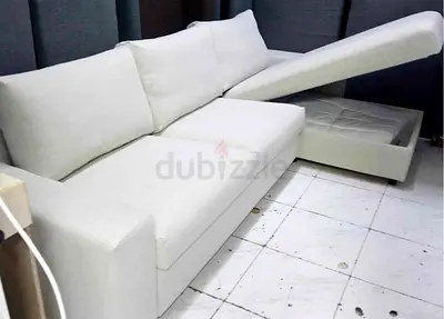Modern beige L-Shaped Sofa bed with Storage