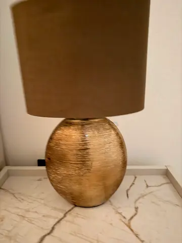 2 Modern Gold Table Lamps with Fabric Shade