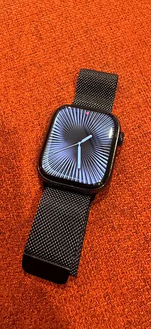Apple 10 Titanium 42mm Smartwatch with black Milanese loop band - Excellent condition