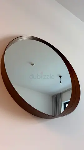 Round Wooden Frame Wall Mirror - 80cm (PERFECT Condition)