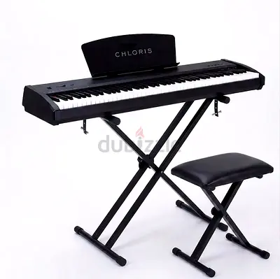 Chloris CDU 45 Digital Piano Portable Performance Bundle with Double-X Stand and Padded Bench