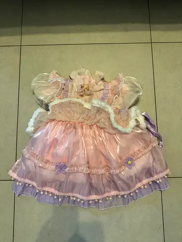 Pink & Lilac Baby Girl Dress with Lace and Ribbons - Size 100 - 110cm