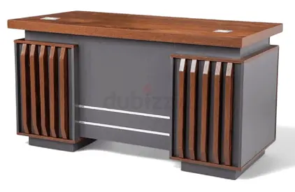 Solid Wood Executive Office Desk with Storage Drawers and Cabinet